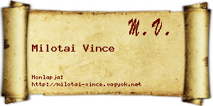 Milotai Vince névjegykártya